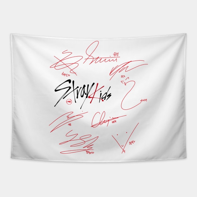 Design with the autographs of the stray kids group Tapestry by MBSdesing 