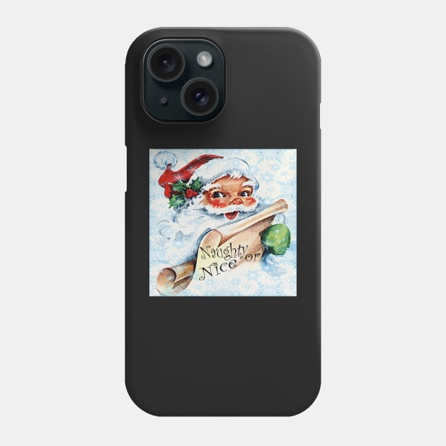 Christmas Vintage Santa Naughty or Nice List Gift Graphic Design, Many Products Available Phone Case by tamdevo1