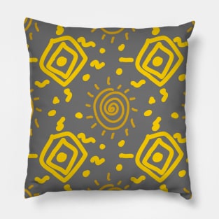 Yellow spiral pattern Pillow