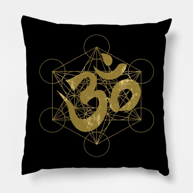 Om and Metatron's Cube Pillow by Bluepress