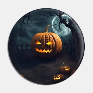 Halloween Jack O Lantern Pumpkin in Grave Pin