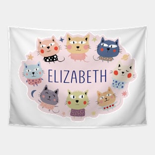 Elizabeth name with cartoon cats Tapestry