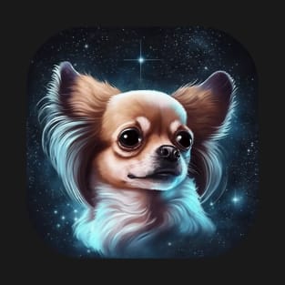 Long Hair Chihuahua Art in Space T-Shirt