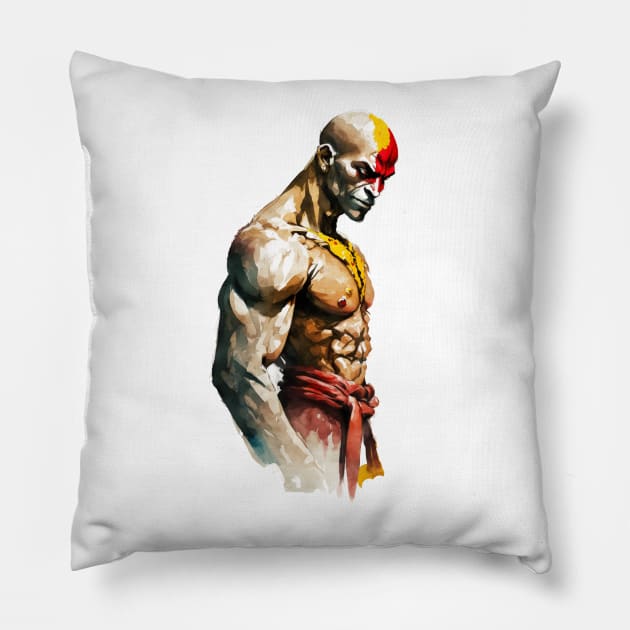 Dhalsim Street Fighter Watercolor - Original Artwork Pillow by Labidabop