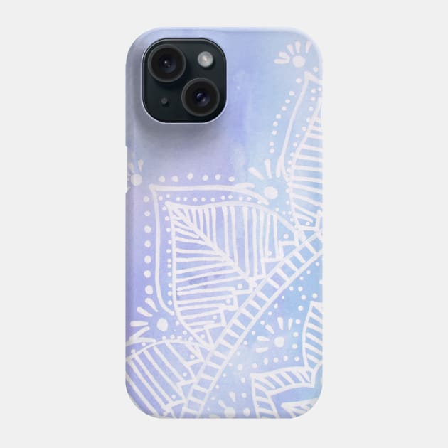 Doodled mandala on watercolor background - lilac Phone Case by wackapacka