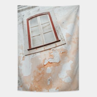 Old weathered window and wall Tapestry