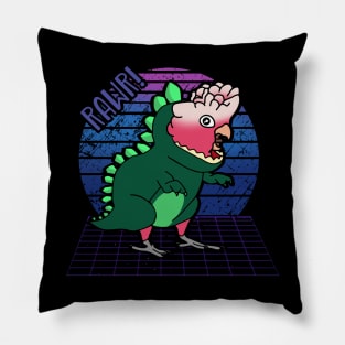 Aesthetic Vaporwave Rose breasted Galah Cockatoo Dinosaur Doodle Pillow