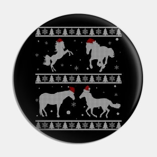 Santa Hat Horses Pin