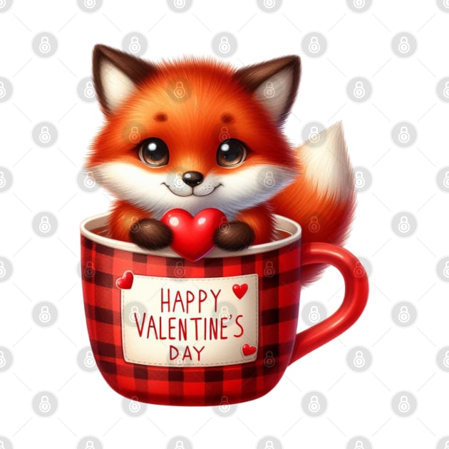 Valentine Fox In Tea Cup by Chromatic Fusion Studio