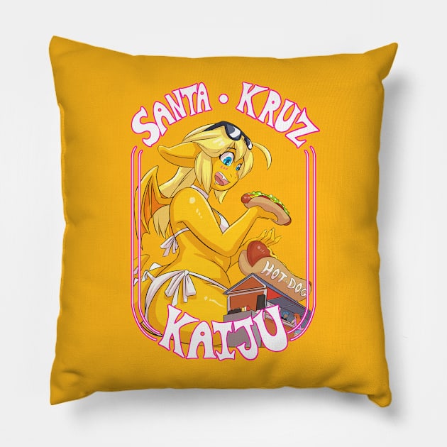 Kaiju Dragon Girl! Pillow by guncannongirl