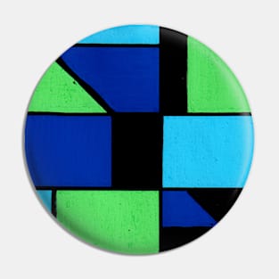 Blue Green Geometric Abstract Acrylic Painting III Pin