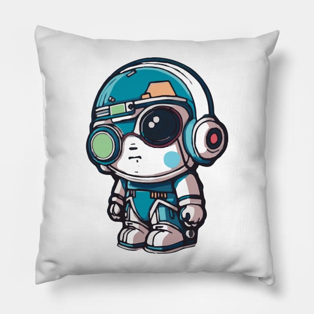 Space bunny in helmet Pillow by newbeltane