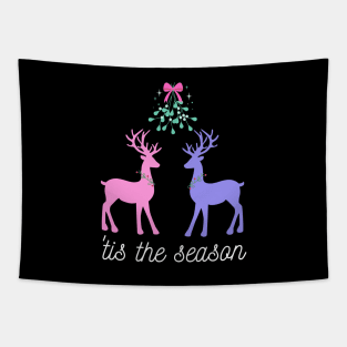 Tis the Season - deer and mistletoe Tapestry