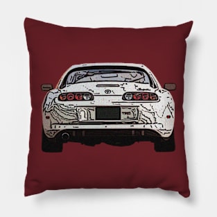 Creamy Dream: Toyota Supra White Posterize Front Design for Teen Car Enthusiasts Pillow