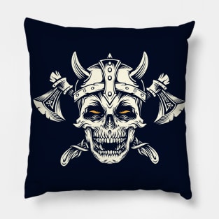 Viking Skull with Helmet & Axes Pillow