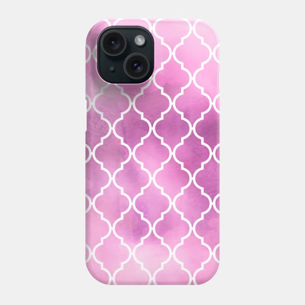 Pink Latticework, Quatrefoil, Trellis, Watercolors Phone Case by Jelena Dunčević