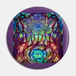 Beautiful Colorful Stained Glass Roses Pin