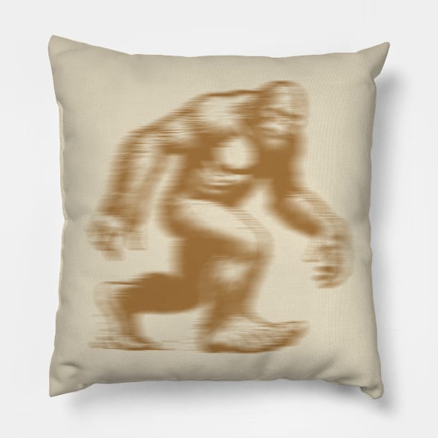 Blurry Bigfoot Pillow by Randy Wormhole