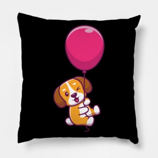 Cute dog floating with ballon Pillow