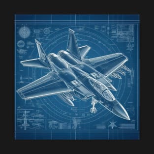 F14 Tomcat Fighter Jet Blueprint Engineering T-Shirt
