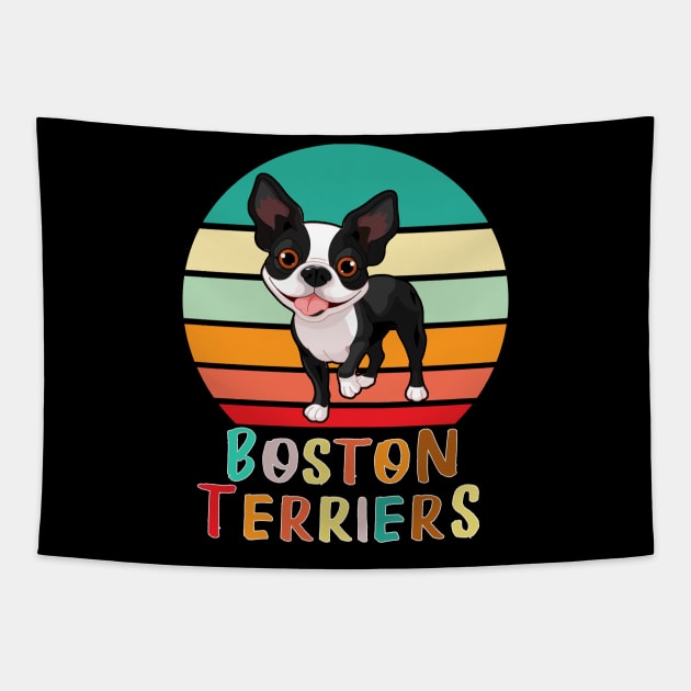 Vintage Retro Boston Terriers Tapestry by adrinalanmaji