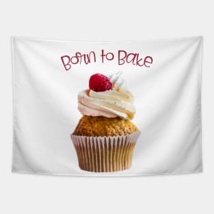 Born to Bake Raspberry Cupcake Tapestry