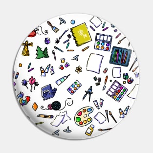 Graphic Design Items and drawing Pin