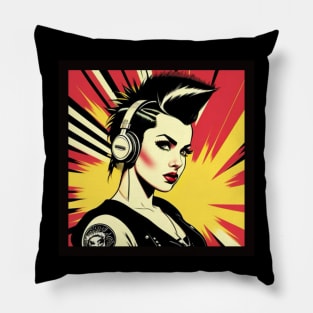 Punk Rock Girl Comic Book Style Pillow