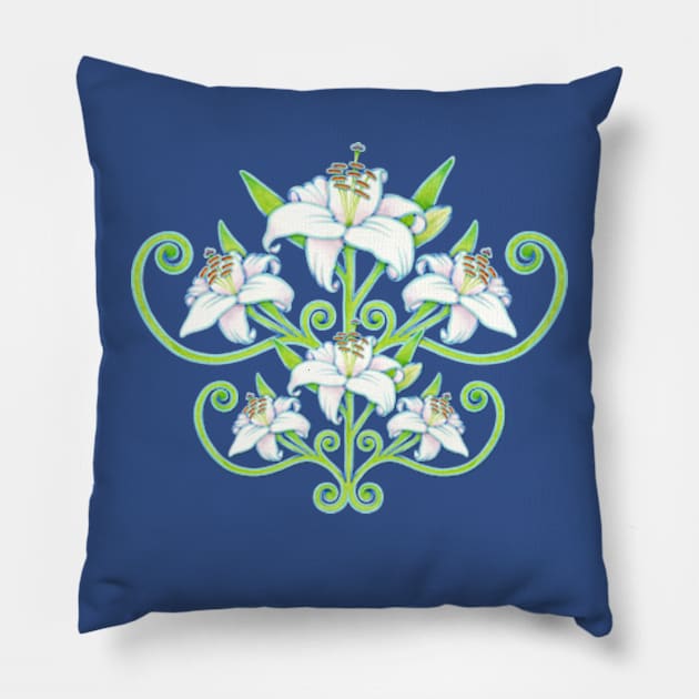 Extravagant Elizabethan Folkloric Lily Pillow by PatriciaSheaArt