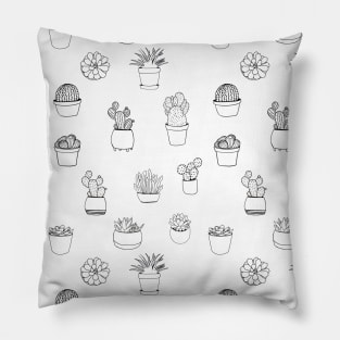 Succulent cactus black and white pattern Pillow