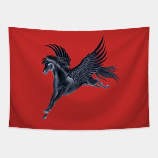 Black Pegasus Flying Tapestry