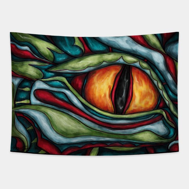 Dragon eye painting, bright fantasy creature art Tapestry by NadiaChevrel