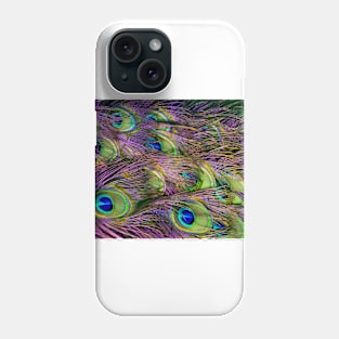 Green purple and blue peacock feather digital wallpaper Phone Case