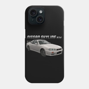 Nissan Skyline R34 White Phone Case