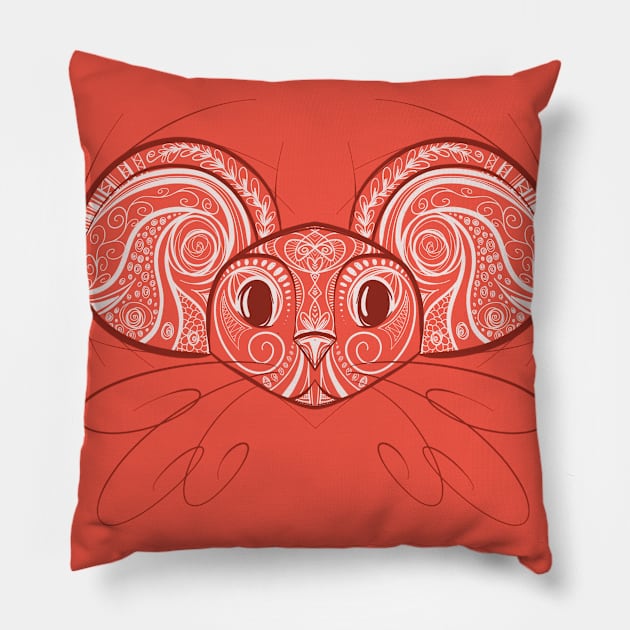 Rat - Chinese Zodiac - Animal Drawing Pillow by Red Fody