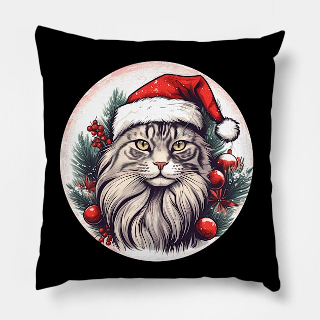 Maine Coon Cat Xmas, Love Cats Pillow by dukito