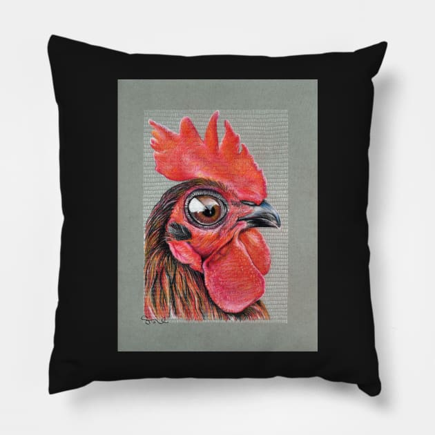 Rooster Ricardo Pillow by AdrienneSmith.Artist