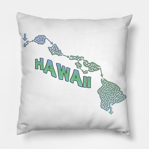 Hawaii State Outline Maze & Labyrinth Pillow by gorff