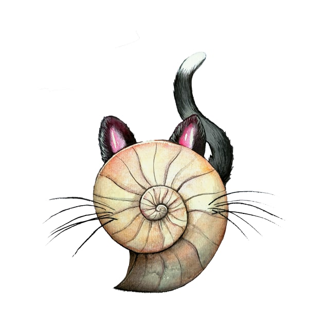 Ammonite Fossil Halloween Cat by IndiasIllustrations