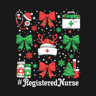 RN Nurse Xmas Coquette Bow Registered Nurse Christmas T-Shirt