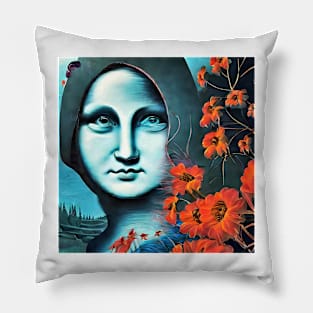 Mona Lisa with flowers Pillow