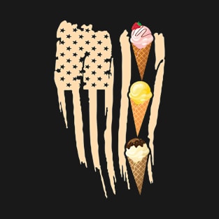 Summer Ice Cream Cones American Flag T-Shirt