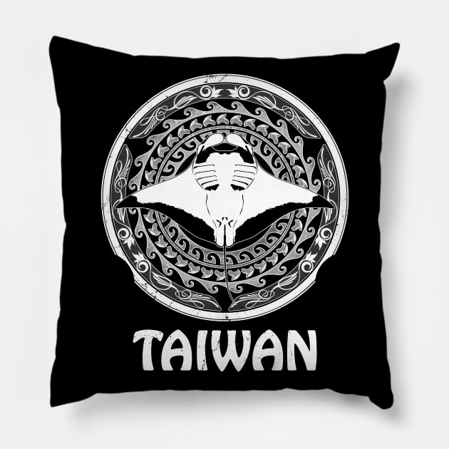 Manta Ray Shield of Taiwan Pillow by NicGrayTees