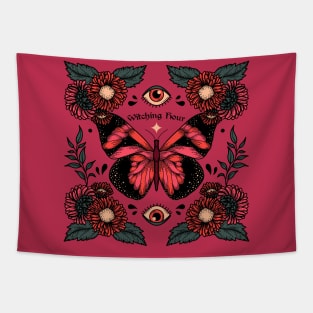 Witching hour - butterfly, magic, witch, plants, floral, flowers, type, typography Tapestry