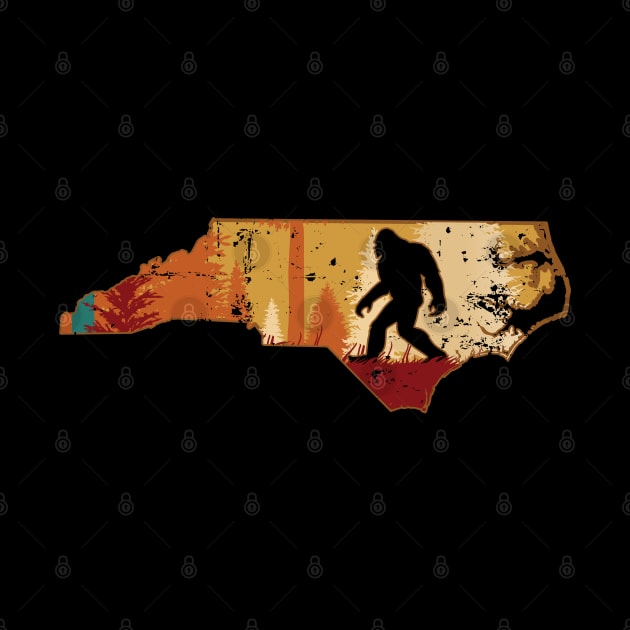 Bigfoot Retro Vintage Sasquatch North Carolina by ryanjaycruz