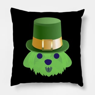 Maltese St Patrick's Day Funny Dog with St Patrick's Hat Pillow