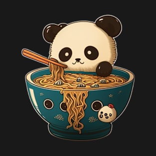 kawaii cute panda eating ramen T-Shirt