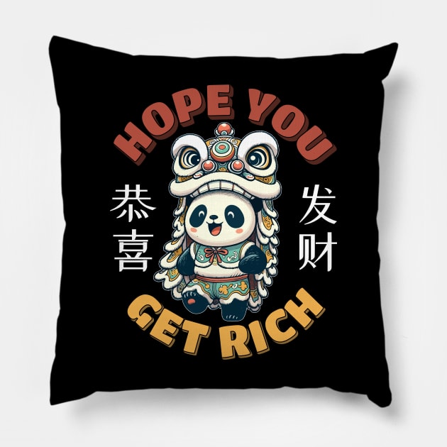 Chinese New Year 2024 - Hope You Get Rich (Gong Xi Fa Cai, Kung Hei Fat Choy) Pillow by Half Sugar Boba