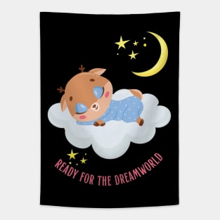 Ready for the dream world Hello little cow in pajamas sleeping cute baby outfit Tapestry