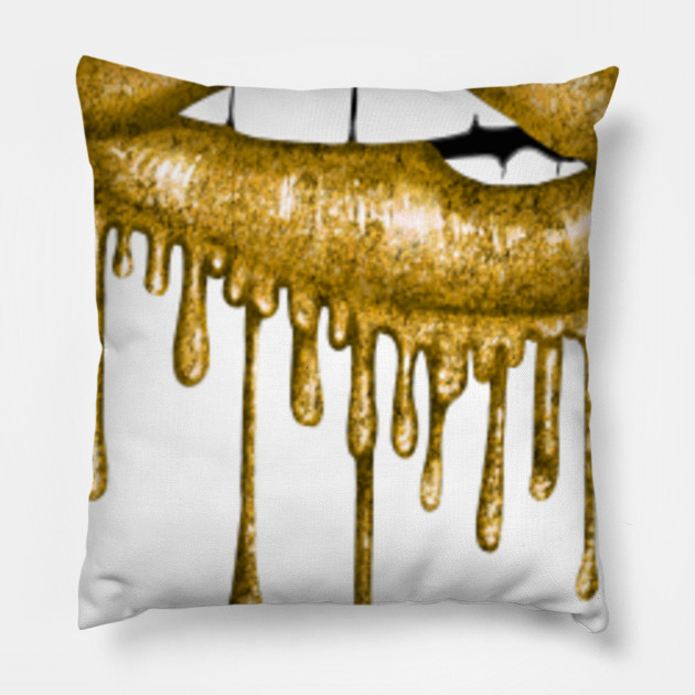gold lips pillow